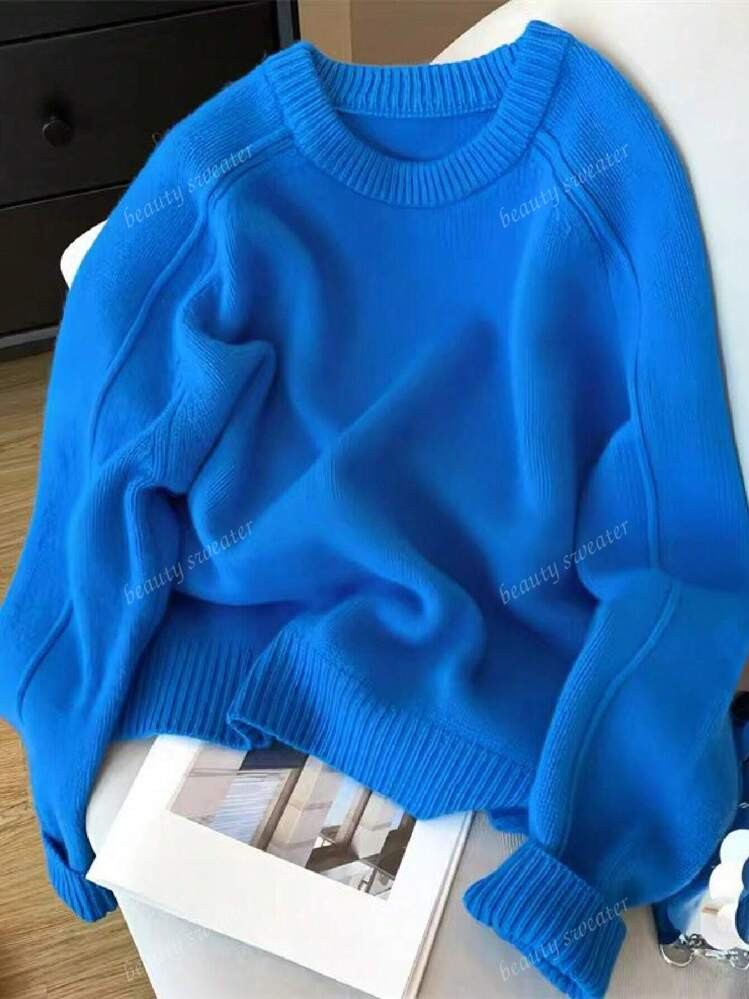 Women Crew Neck Knit Sweater, New Autumn/Winter Long Sleeve Pullover Top | SHEIN