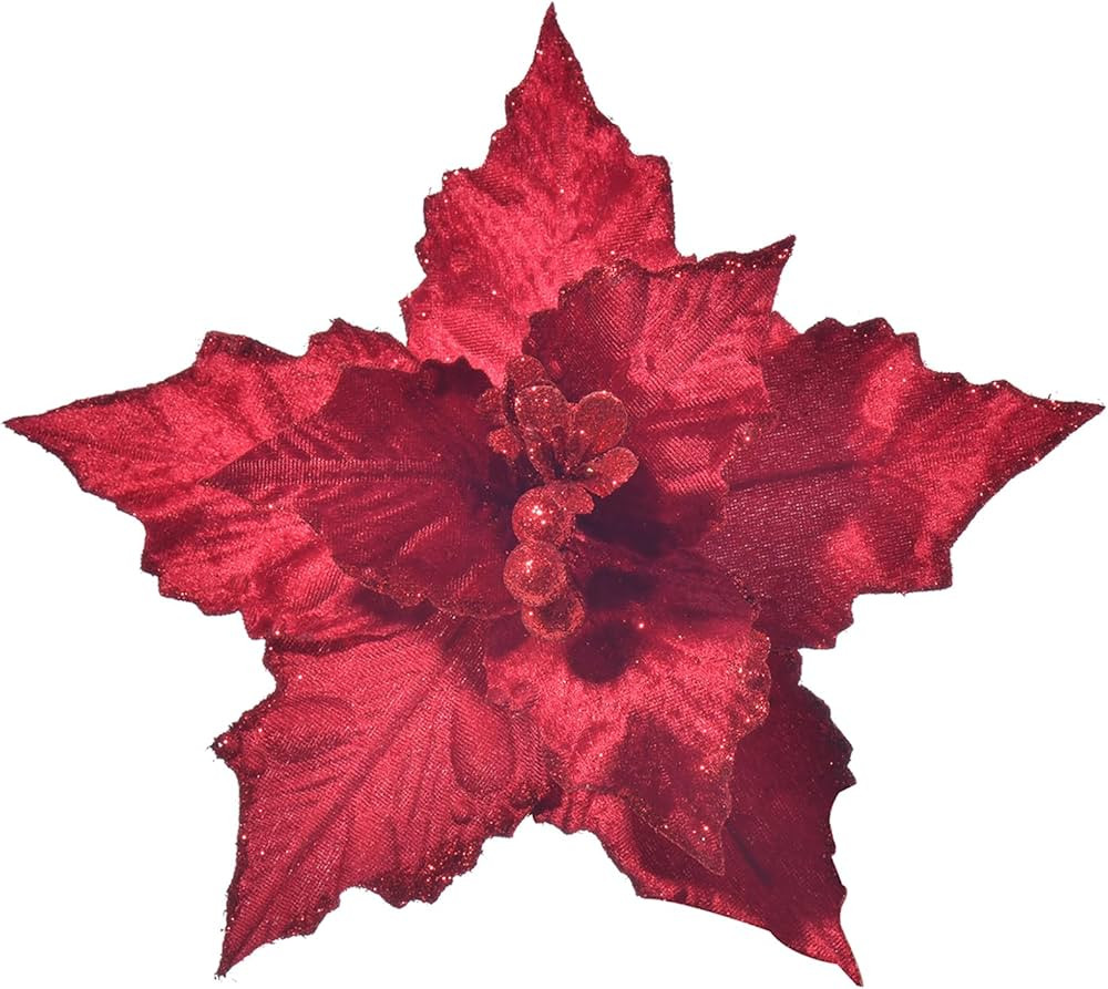 Fule Large Christmas Poinsettia 10pcs 10-Inch Christmas Flowers Picks Spray Artificial Velvet Gli... | Amazon (US)