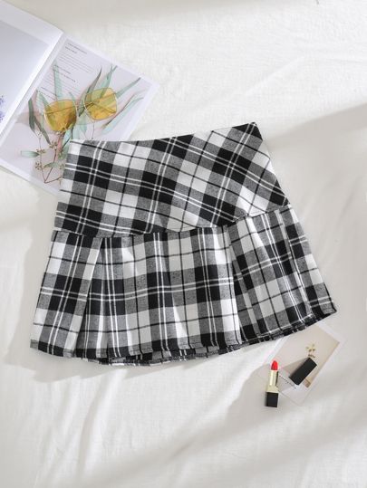 Plaid Print Ruffle Hem Skirt | SHEIN