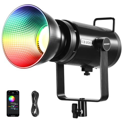 NEEWER CB200C 200W RGBWW COB LED Video Light, APP/2.4G 360° Color 2500K-7500K (Duv±0.0003) 23000lux/m Bowens Metal Shell Silent Continuous Output Lighting TLCI/CRI97+ for Photography Video Recording | Amazon (US)