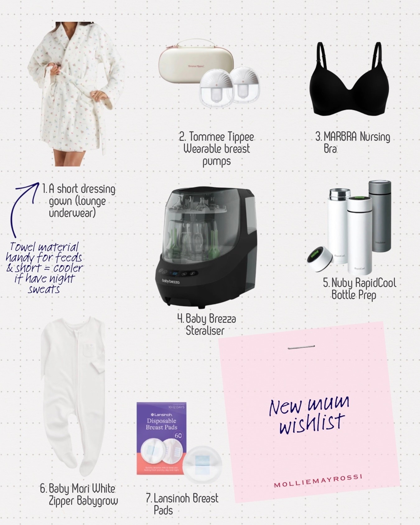 My new mum wishlist 💝 Send to a mum to be! 3 weeks postpartum- these items I’ve used / worn every single day. (These are on top of basic essentials). 
#newmum #wishlist #mum #mumtobe #baby