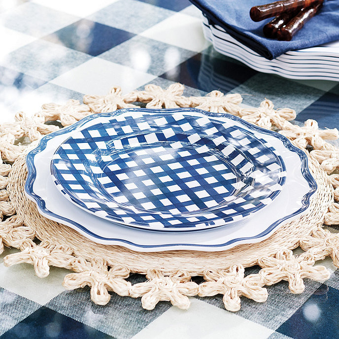 Gingham Melamine Accent Plates Set of 4 | Ballard Designs, Inc.
