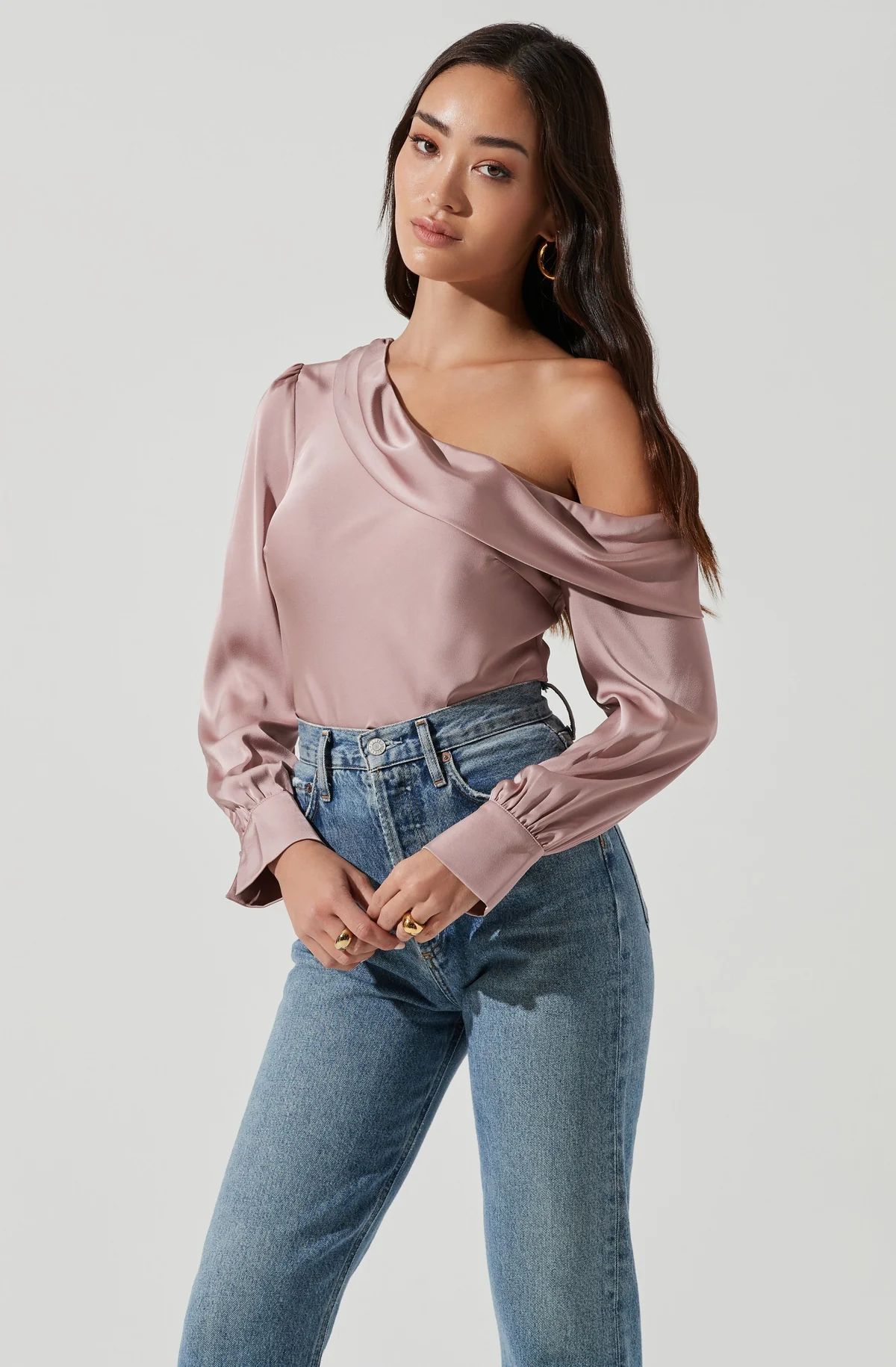 Asymmetrical One Shoulder Long Sleeve Top | ASTR The Label (US)