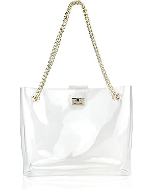 Multifunction Clear Chain Tote with Turn Lock Womens Shoulder Handbag | Amazon (US)