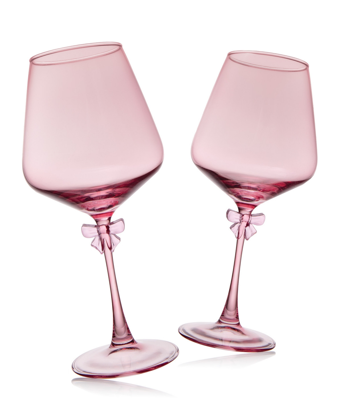 Godinger Bow Wine Glass, Set of 2 - Pink | Macy's