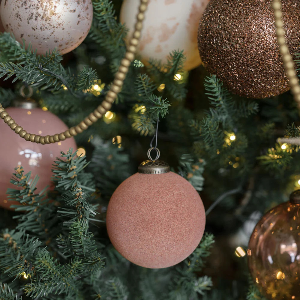 3" Flocked Vintage Rose Glass Ornament | CG Hunter