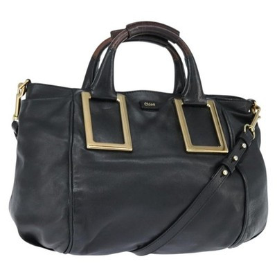 Chloe Etel Hand Bag Leather 2way Black Gold Auth BA7365 | eBay US