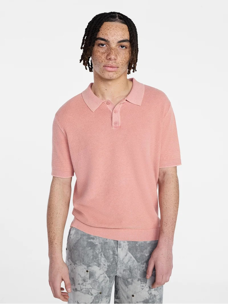 No Boundaries Mesh Polo Sweater with Short Sleeves, Men's XS-3XL | Walmart (US)