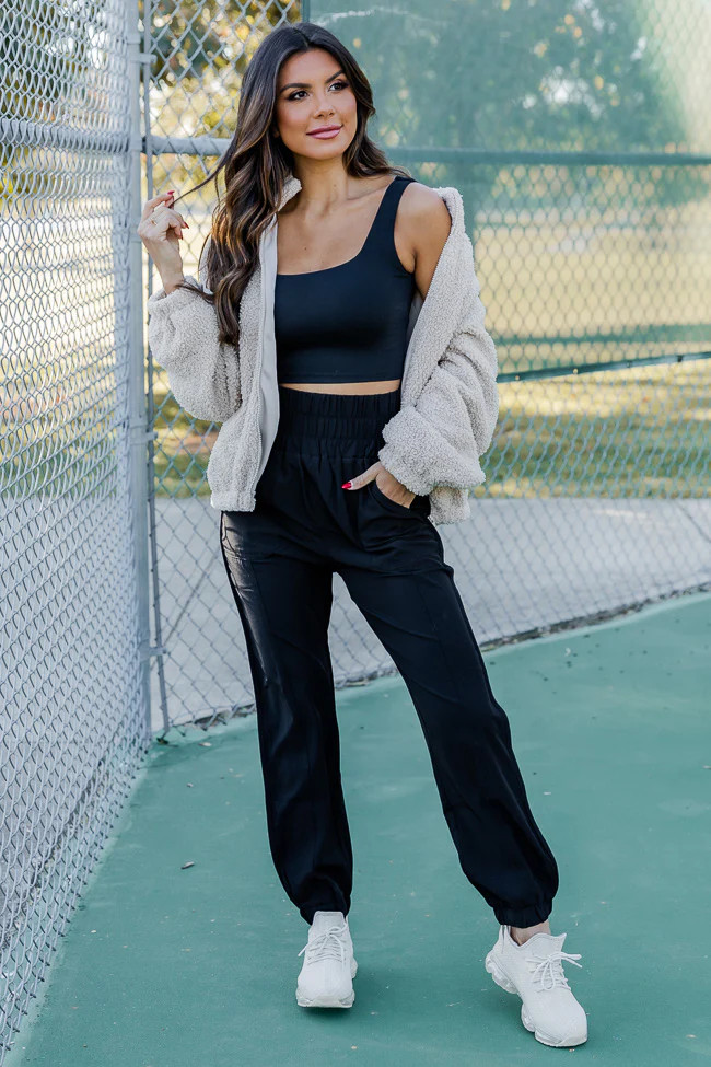 Work For It Active Black Joggers | Pink Lily