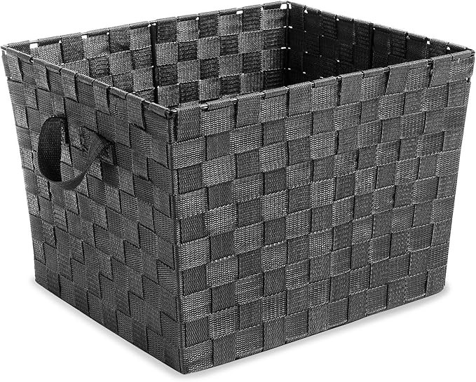 Whitmor Woven Strap Tote Black | Amazon (US)