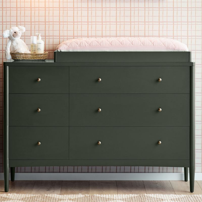 Hampshire 50" Olive Green 6-Drawer Kids Dresser + Reviews | Crate & Kids | Crate & Barrel