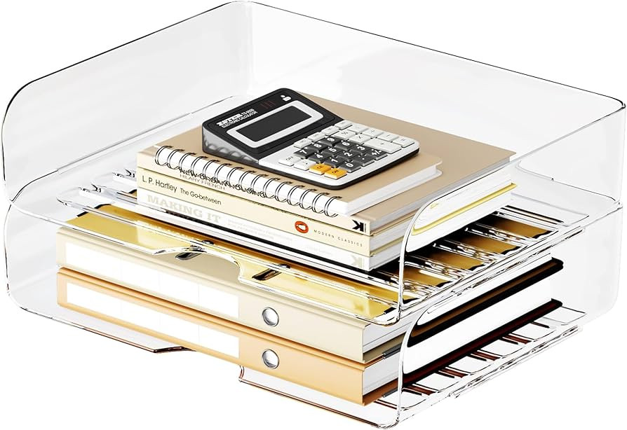 Tomorotec Desk Letter Tray Set, A4 Size Clear PET Stackable Document Organizer Office Desktop Fil... | Amazon (US)
