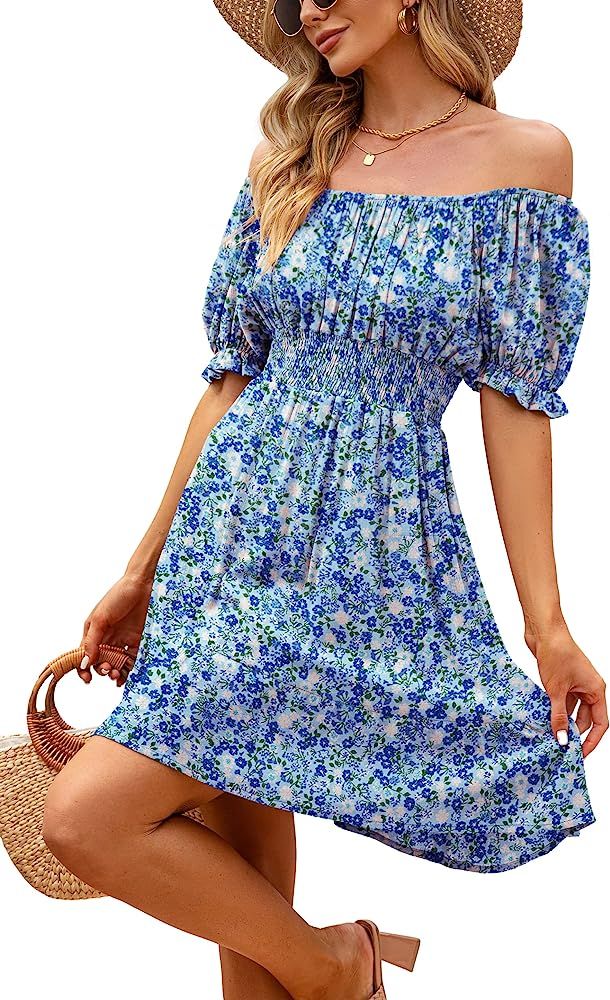 Amazon.com: Women Floral Corset Shirred Midi Elegant Vintage Aesthetic Dress Petite Tropical Cott... | Amazon (US)