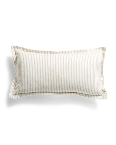 Made In Usa 14x24 Striped And Floral Block Print Lumbar Pillow | TJ Maxx