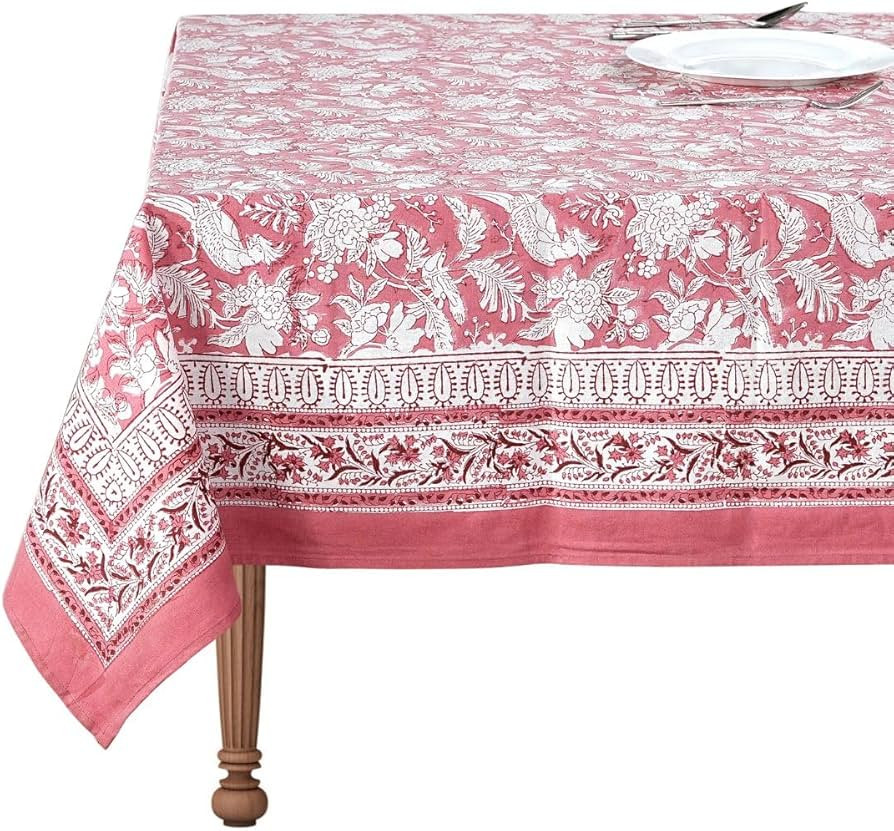 CPC Tablecloth 100% Cotton 60x90 Inch Indian Block Print Rectangle Table Cover, Washable Table Cl... | Amazon (US)