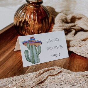 Editable Fiesta Bridal Shower Place Cards 2"x3.5", Succulent Food Tents , Birthday Place Cards, INSTANT DOWNLOAD | Etsy (US)