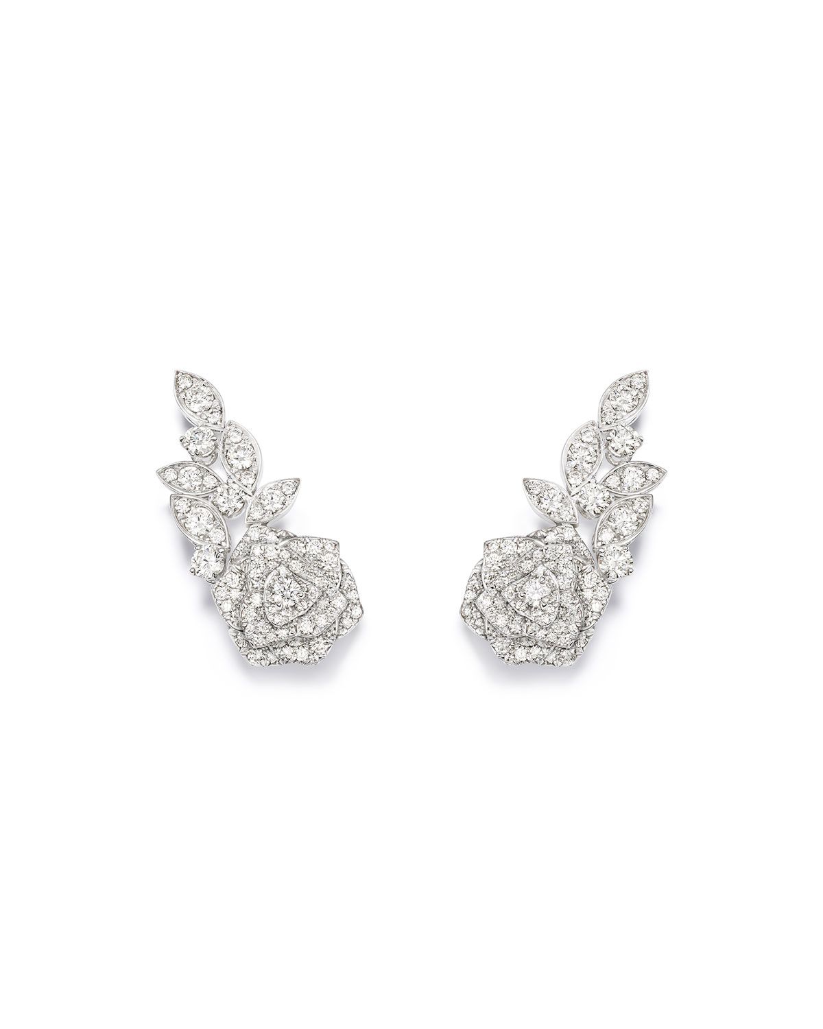 Rose 18k White Gold Diamond Earrings | Neiman Marcus