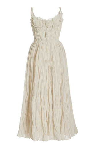 Brigitte Ruffled Cotton-Blend Midi Dress | Moda Operandi (Global)