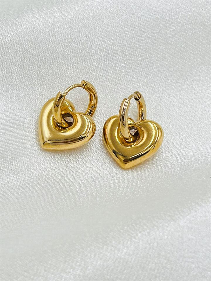 1pair Luxury & Elegant Stainless Steel Heart Shaped Earrings, Perfect Gift For Women On Dates, We... | SHEIN