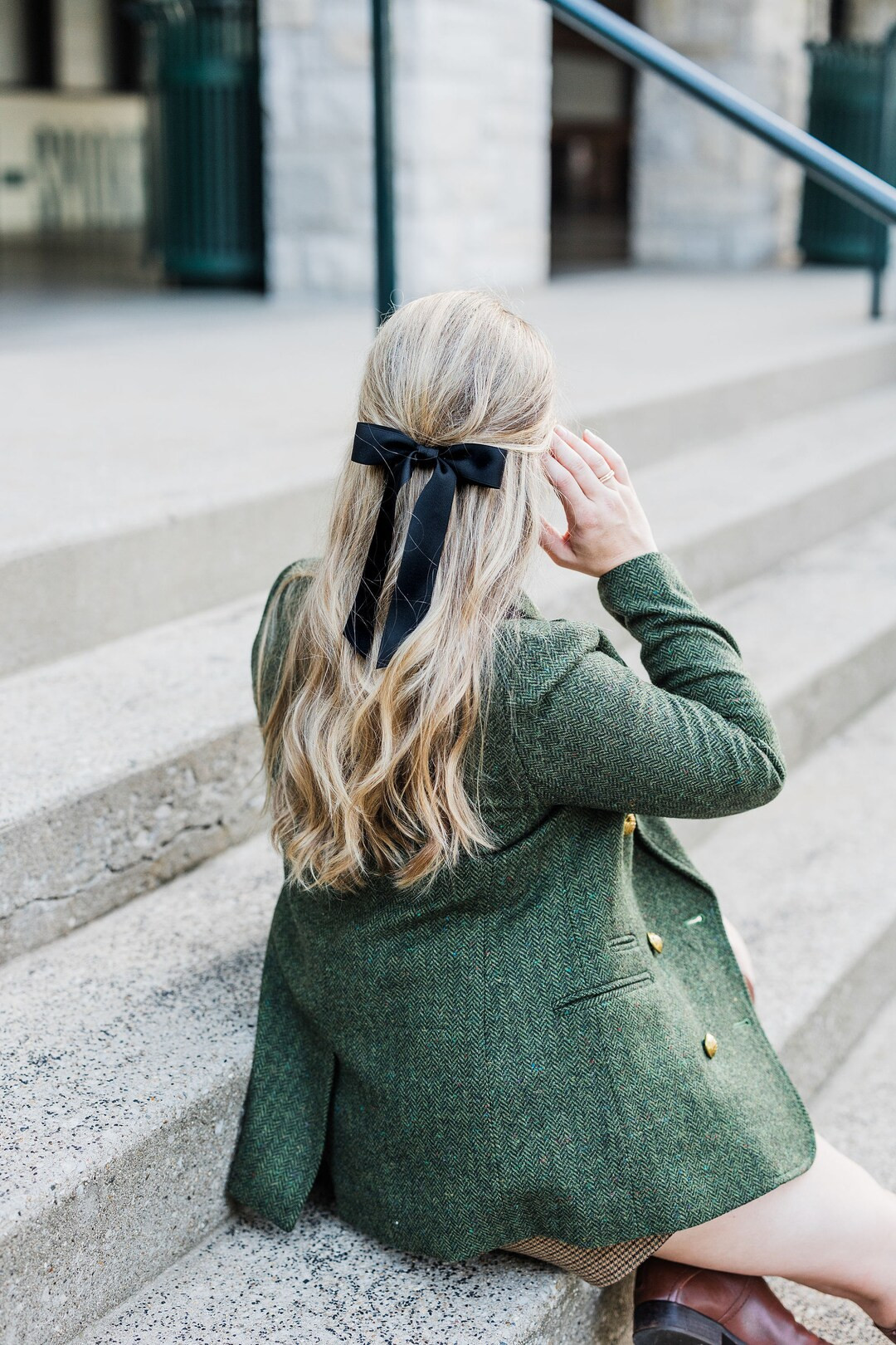 Black Matte Satin Ribbon Hair Bow Barrette Bow Clip  Grace & - Etsy | Etsy (US)