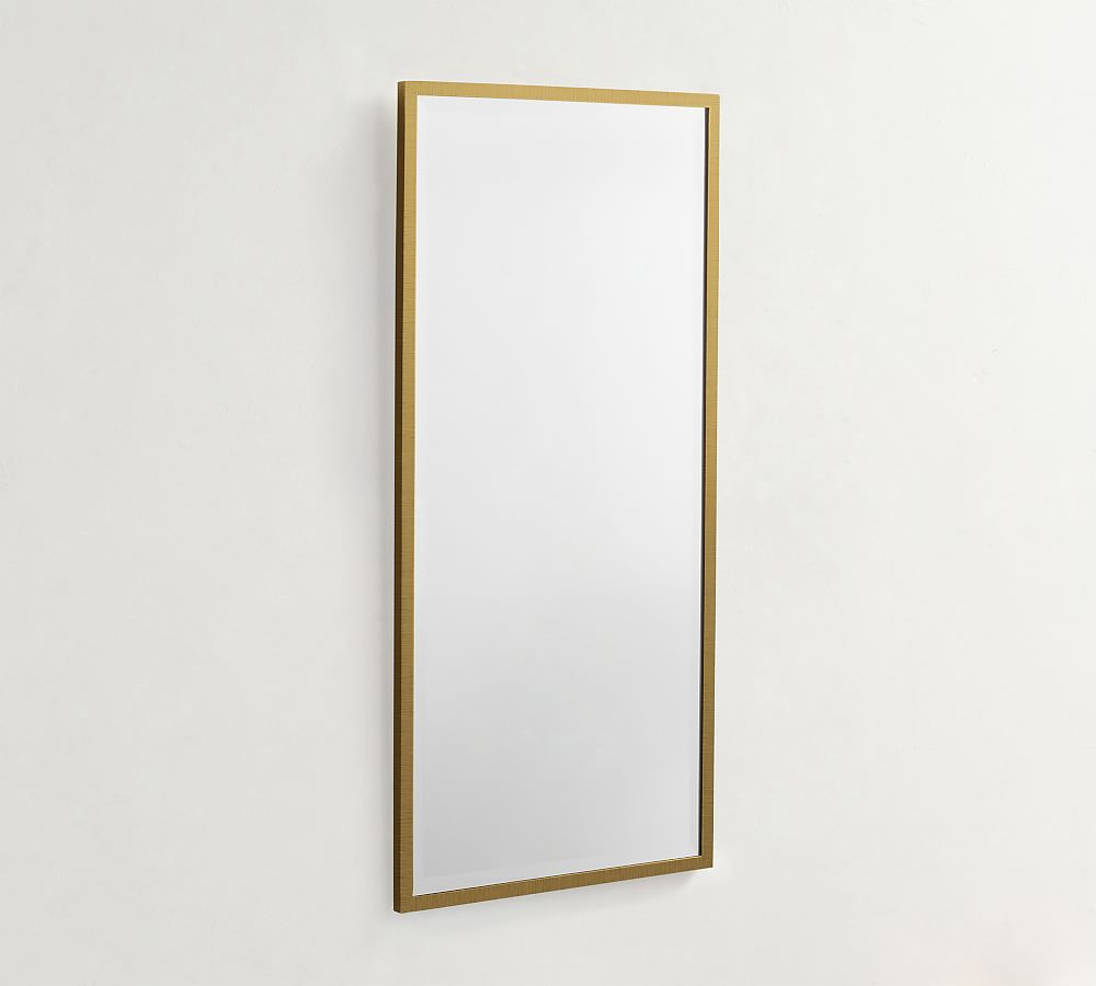 Open Box: Kensington Rectangular Slim Mirror, French Cleat Mount - Tumbled Brass | Pottery Barn (US)