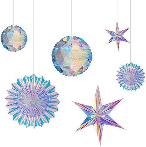 Joyclub Iridescent Party Supplies Kit with Hanging Honeycomb Ball Decorative Paper Fan for Birthd... | Amazon (US)