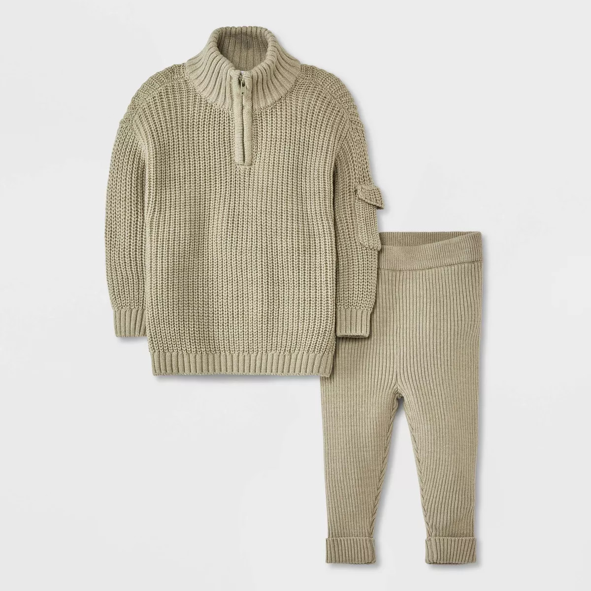 Grayson Mini Baby Boys' Quarter Zip Sweater Top & Bottom Set - Green | Target