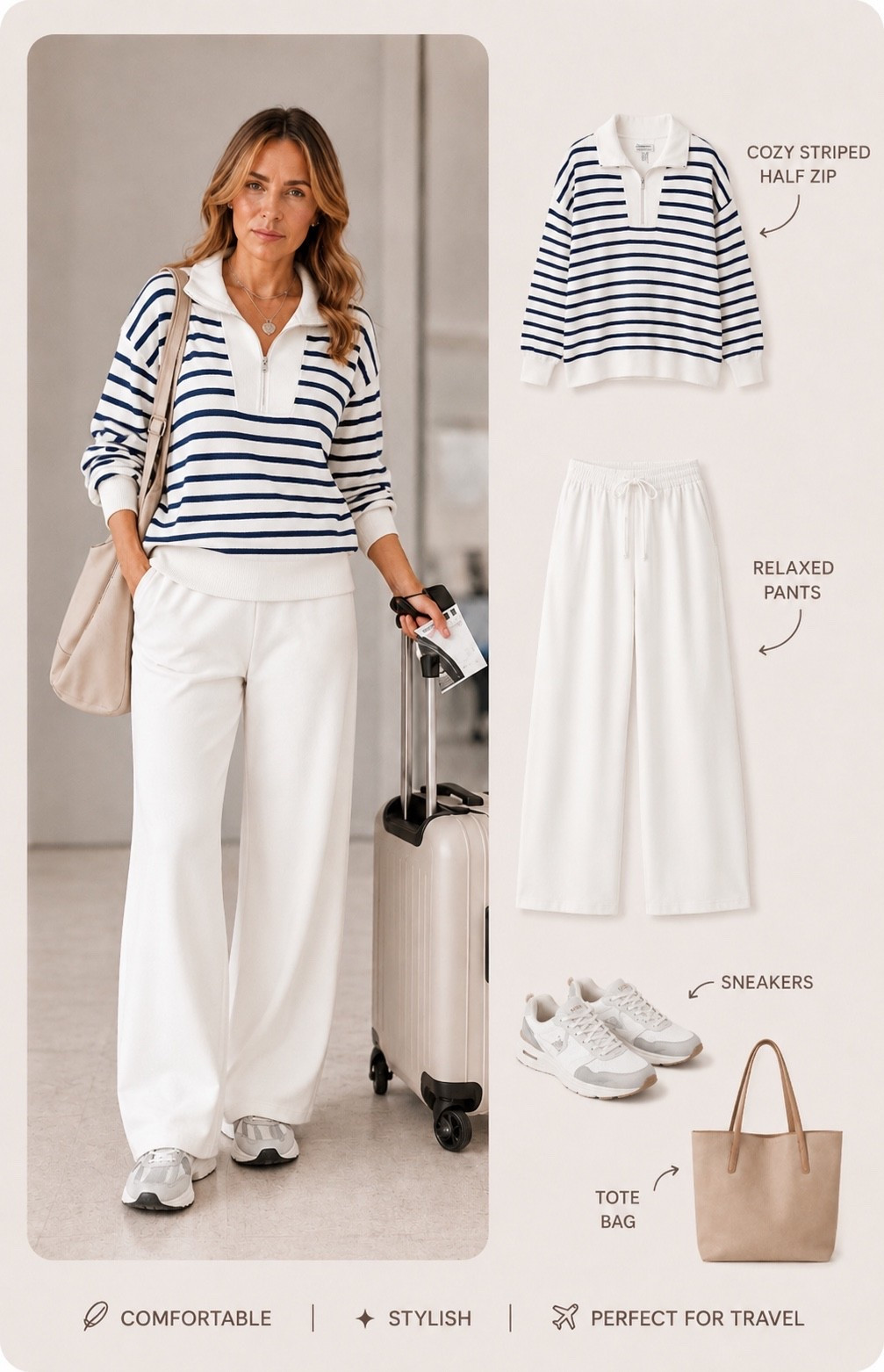 Airport style, but make it chic. ✈️🤍

I love finding pieces that feel as comfortable as loungewear but still look polished and put together. This striped travel set is soft, effortless, and perfect for long travel days.

Everything is linked in my LTK! 🤍

#LTKTravel #TravelStyle #AirportOutfit #Over40Fashion #NeutralStyle #EffortlessChic #TravelLooks #CaliforniaStyle #AmazonFashion #LTKFinds