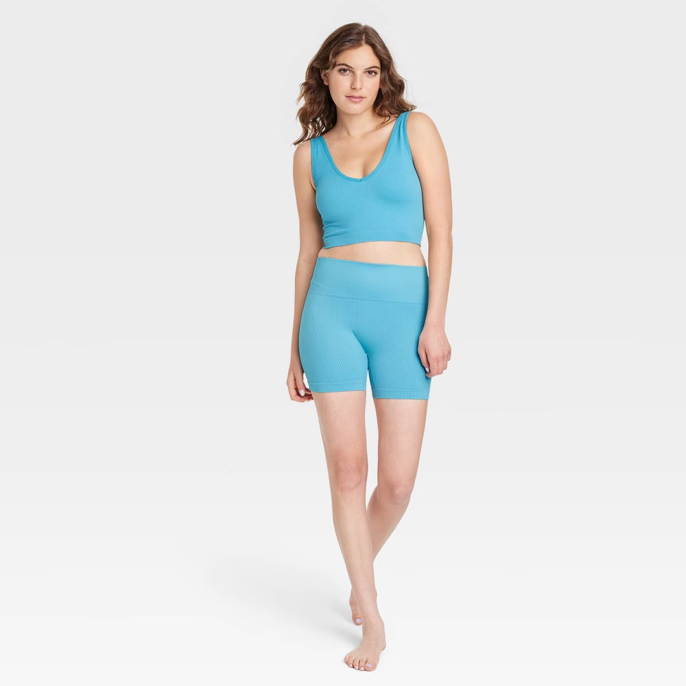 Women's Seamless Bike Shorts - Colsie Turquoise Blue S | Target