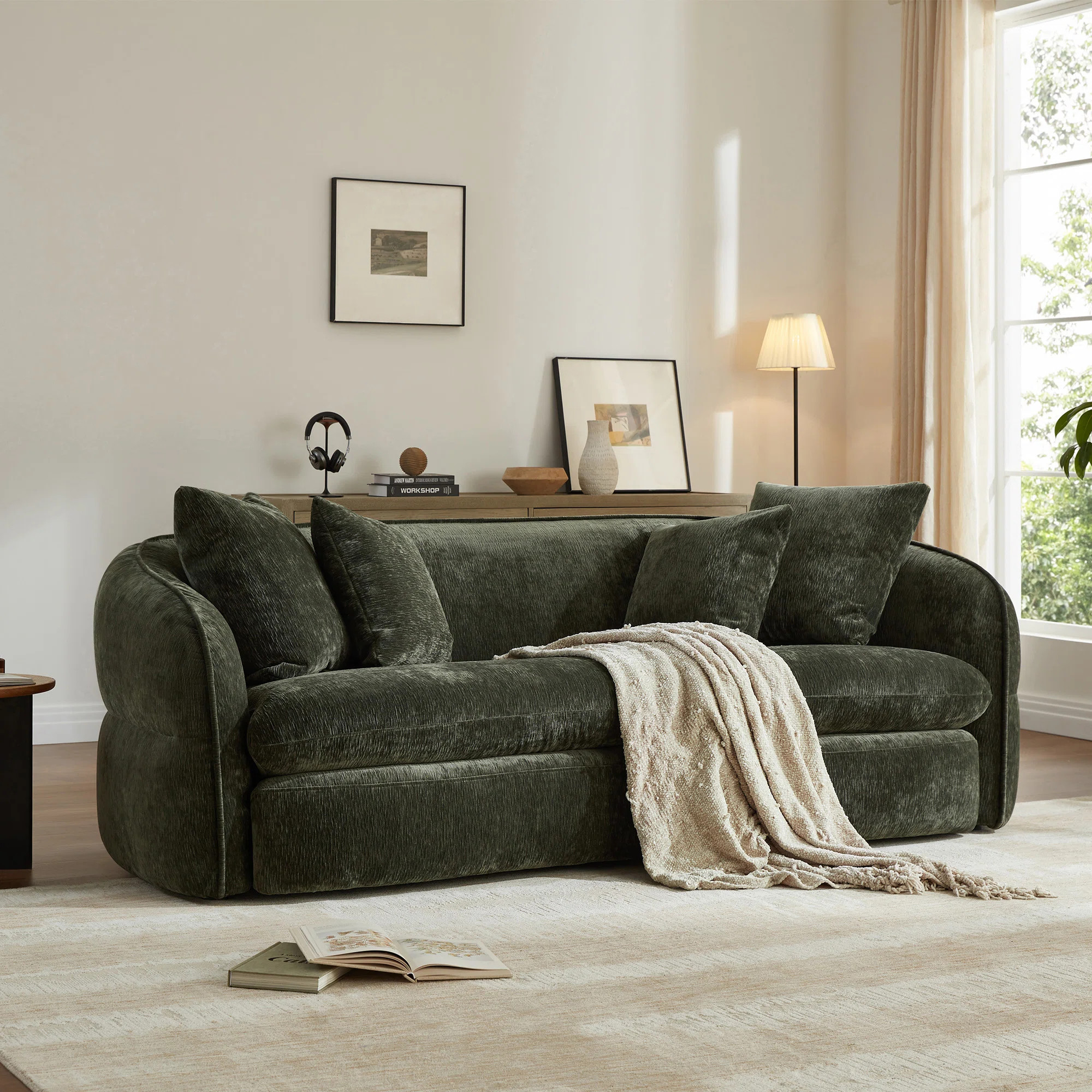 Heidemaria 87'' Upholstered Modern Curved Sofa | Wayfair North America