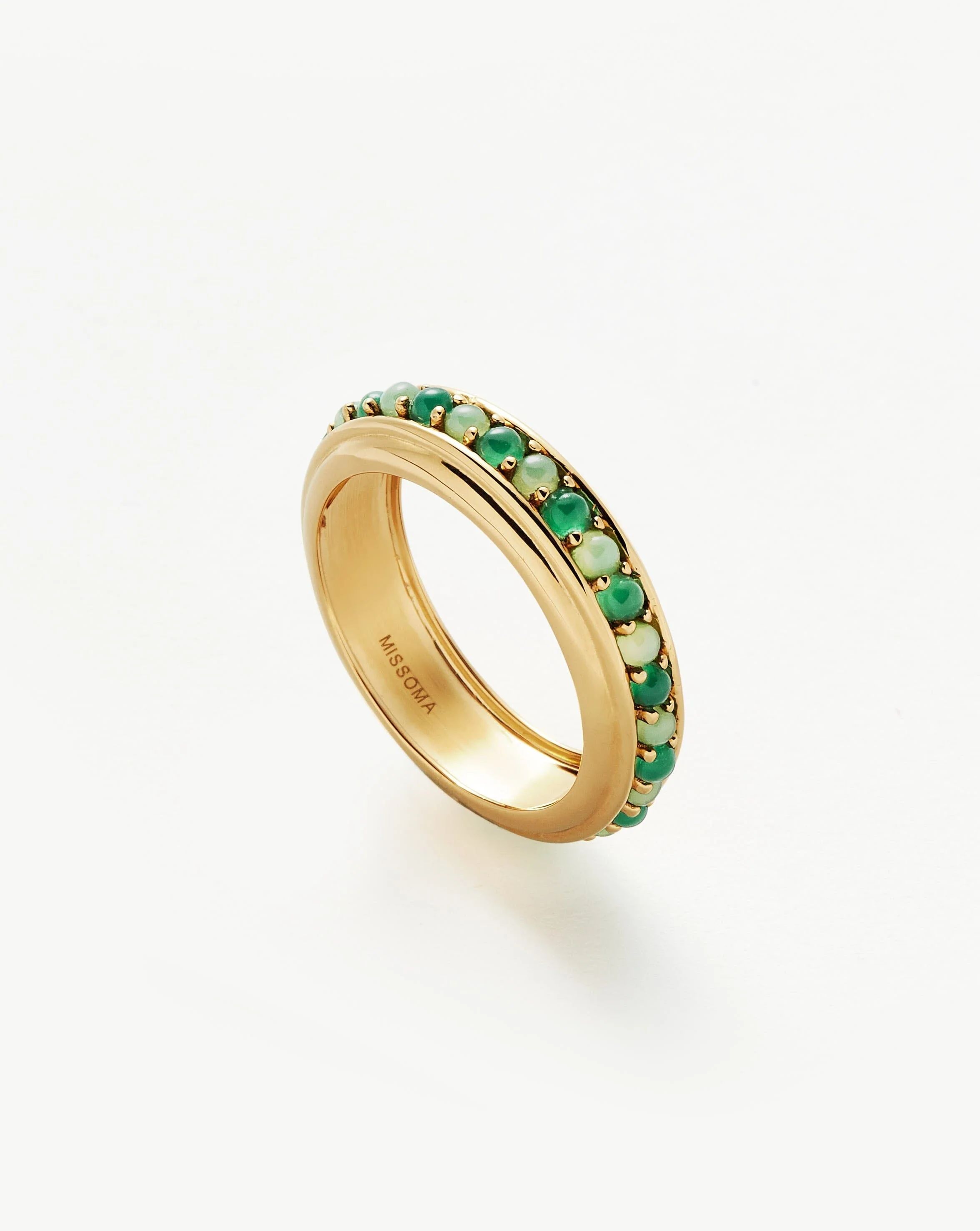 Hot Rox Gemstone Stacking Ring | 18ct Gold Vermeil/Green Onyx & Chalce | Missoma US