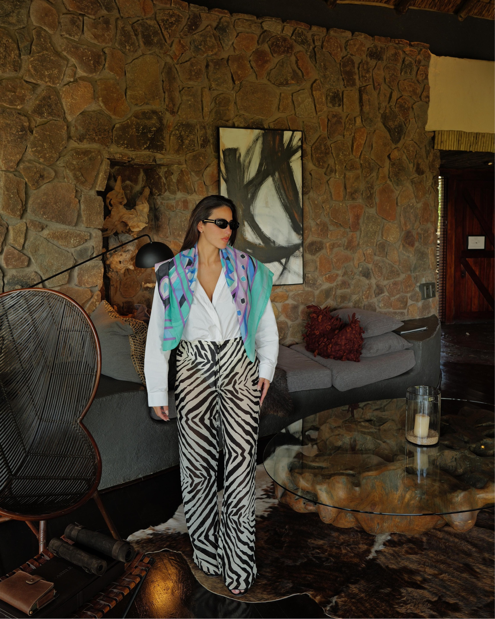 Rat & Boa zebra print trousers, Alaia hooded bodysuit, Pucci printed scarf 

#LTKsummer #LTKtravel #LTKuk