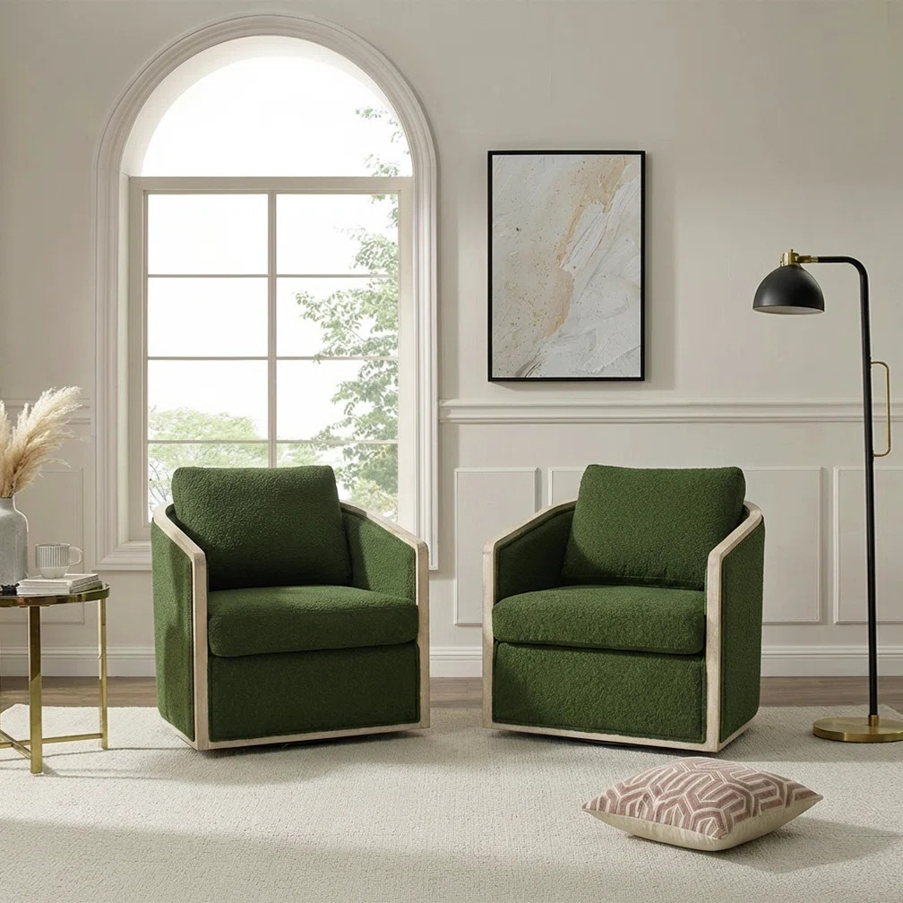 Holl Two Pieces 30" Wide Performance Fabric Upholstered Swivel Chair, No Assembly Required | Wayfair North America