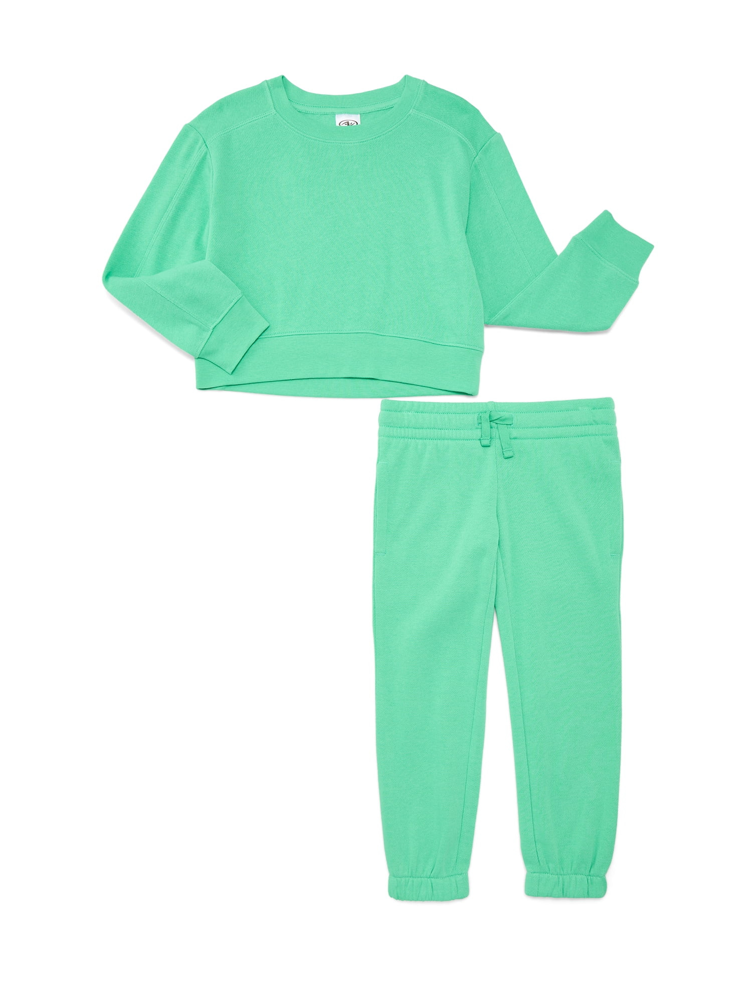 Athletic Works Girls Fleece Sweatshirt and Sweatpants Set, 2-Piece, Sizes 4-18 & Plus | Walmart (US)