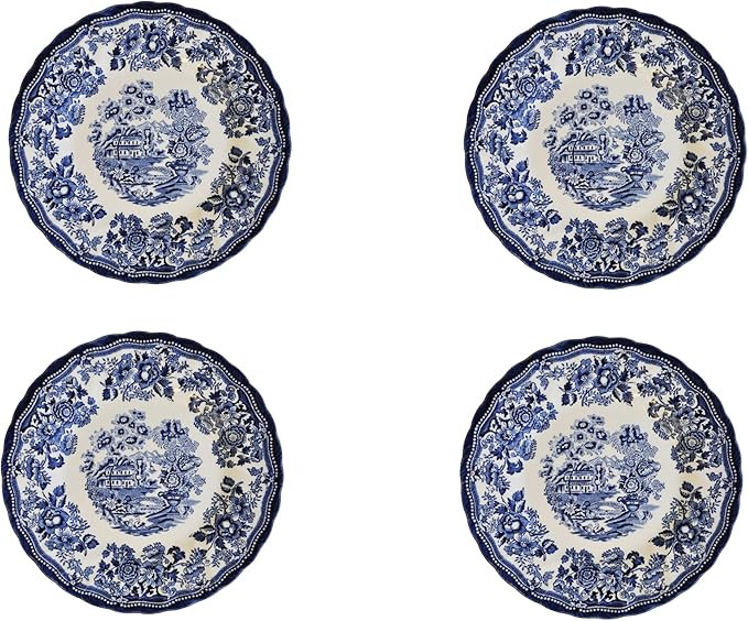 New Churchill Royal Wessex Tonquin Blue Chelsea 8" Salad Plate - Set of 4, Made in England | Amazon (US)