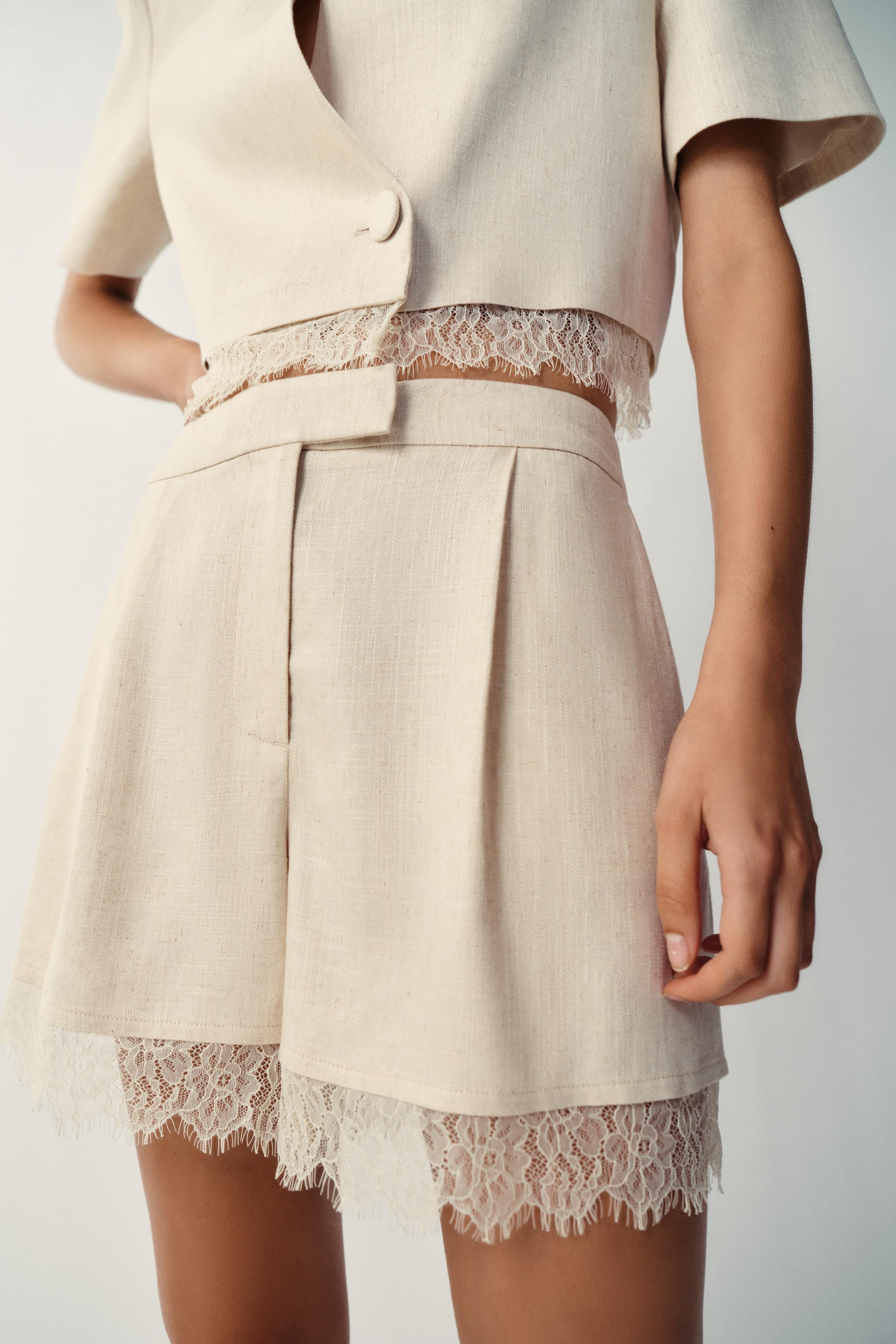 BERMUDA SHORTS WITH LACE TRIM | Zara US