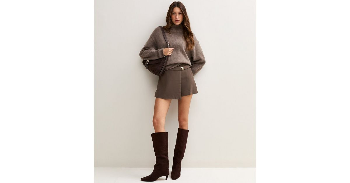 Women's Dark Brown Hardware Detail Wrap Skort New Look | New Look (UK)