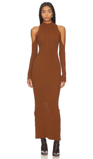 x REVOLVE Auren Cold Shoulder Dress in Chocolate Brown | Revolve Clothing (Global)