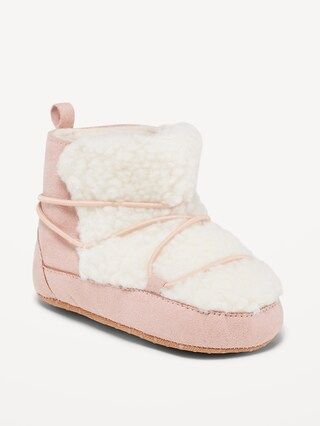 Unisex Faux-Suede Sherpa-Trim Cozy Booties for Baby | Old Navy (US)