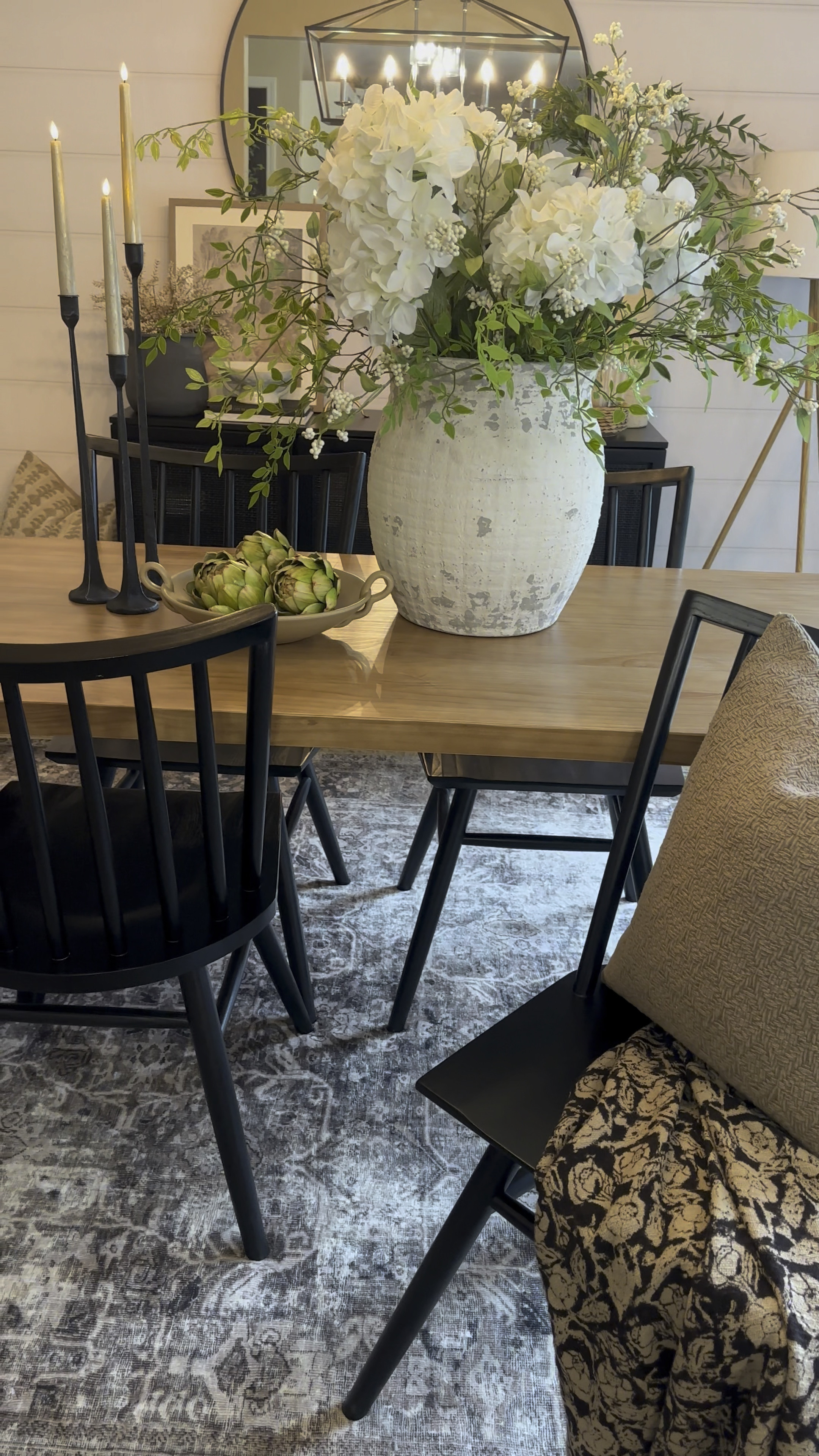 🍃Summer Floral Arrangement. Follow @farmtotablecreations on Instagram for more inspiration.

Here’s a super easy centerpiece to duplicate that makes a profound statement. This vase is so large that I highly recommend adding a smaller vase inside to corral all the stems. It makes it much easier to arrange.

For reference:

1 set/2 Greenery Stems
6 Hydrangea Stems (use more for a two sided arrangement)
4 Berry Branches

dining room | dining table | faux flowers | dining space | target finds | neutral decor | dining room decor | cozy home | affordable decor | Studio McGee | Target finds | home decor | home inspiration | pottery barn | summer florals | faux flower arrangement | summer centerpiece | summer decor | dining room chairs | hydrangeas | hydrangea centerpiece 

#LTKHome #LTKSaleAlert #LTKFindsUnder50