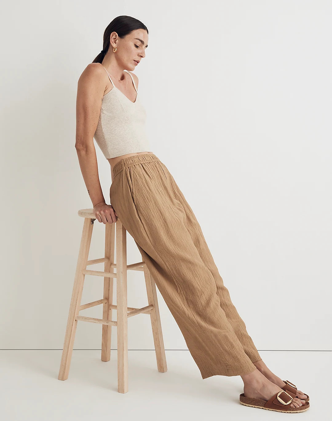 Crinkled Crepe Straight-Leg Crop Pants | Madewell