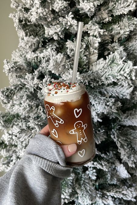 iced gingerbread latte in a gingerbread glass ✨ how to make is written below with all of the ingredients! save this post to try at home 👏🏻❤️ glass is linked in my @shop.ltk, click the link in my bio!

gingerbread syrup:
1 cup sugar
1 cup water
2 tsp ground ginger 
2 tsp ground cinnamon 
1/2 tsp nutmeg 
1/2 tsp ground cloves
1 tsp vanilla except 

simmer on stove for about 15 minutes. stirring occasionally until it thickens. this will make enough for about 8 lattes/coffees - I store the remainder in a mason jar and keep in the fridge.

add ice to a glass and then fill halfway with your milk of choice, (I use almond milk). add 1 tablespoon of gingerbread syrup to the glass and fill the remainder of the glass with espresso. enjoy!

.
.
.

#gingerbreadlatte #icedlatte #coffeeathome #festivecoffee #tistheseason #gingerbread #ltk #teamltk #sundaybrunch #itstheholidayseason 

#LTKHoliday #LTKhome #LTKSeasonal