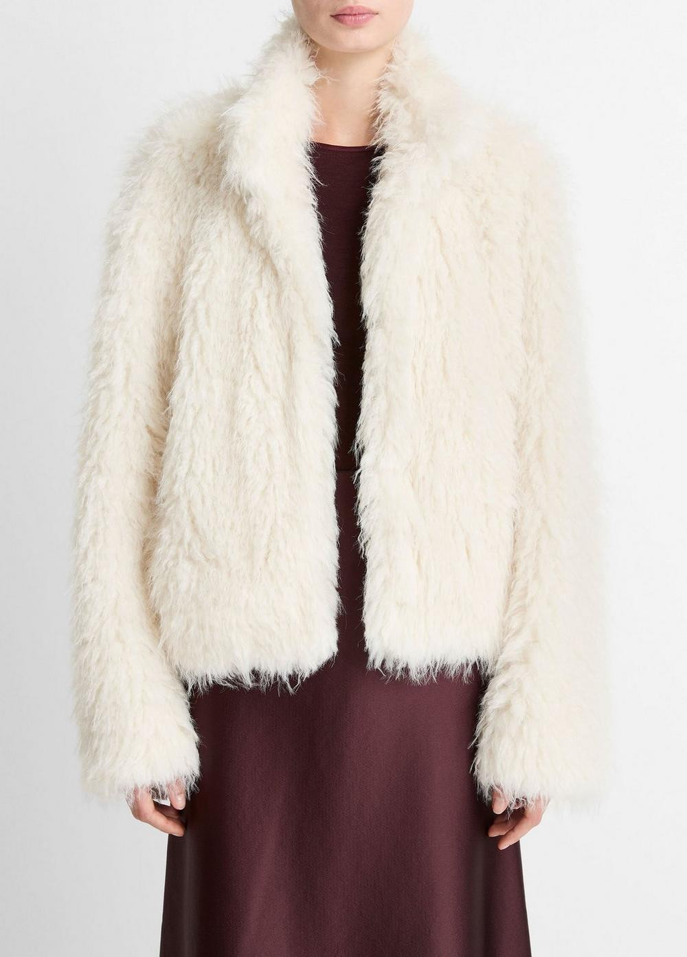 Women's Shaggy Faux-Fur Jacket, Light Cream, Size S Vince | Vince LLC