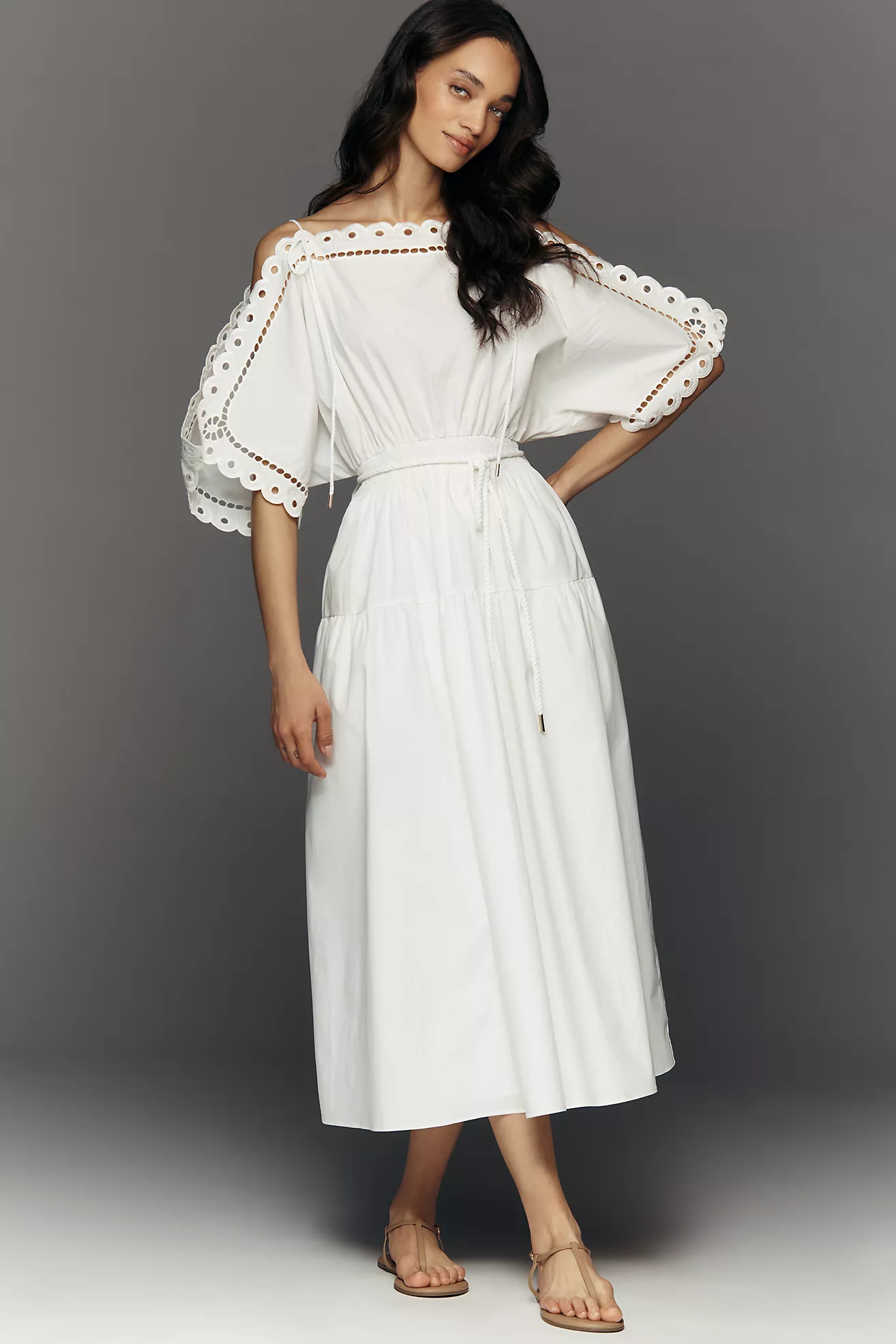 Mare Mare Cold-Shoulder Eyelet Midi Dress | Anthropologie (US)