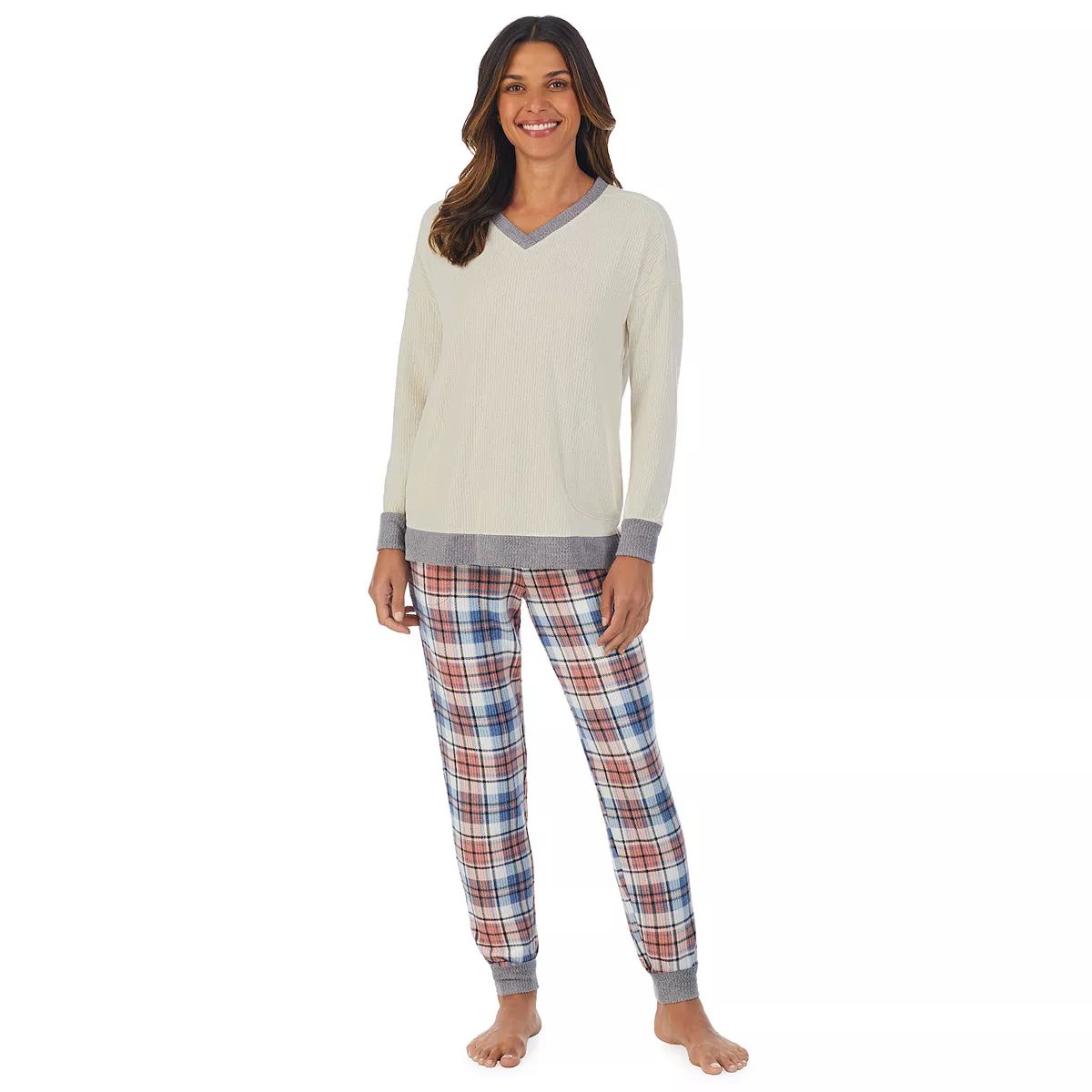 Women's Cuddl Duds® Sweater Knit V-Neck Pajama Top and Banded Bottom Pajama Pants | Kohl's