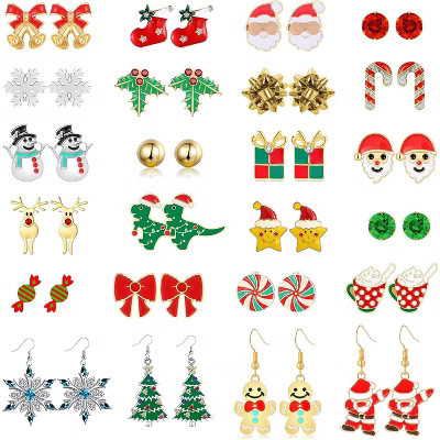 Christmas Jewelry Set for Women & Teens: 20/24 Pairs Holiday Stud Earrings. 24 Pairs One Size | Target