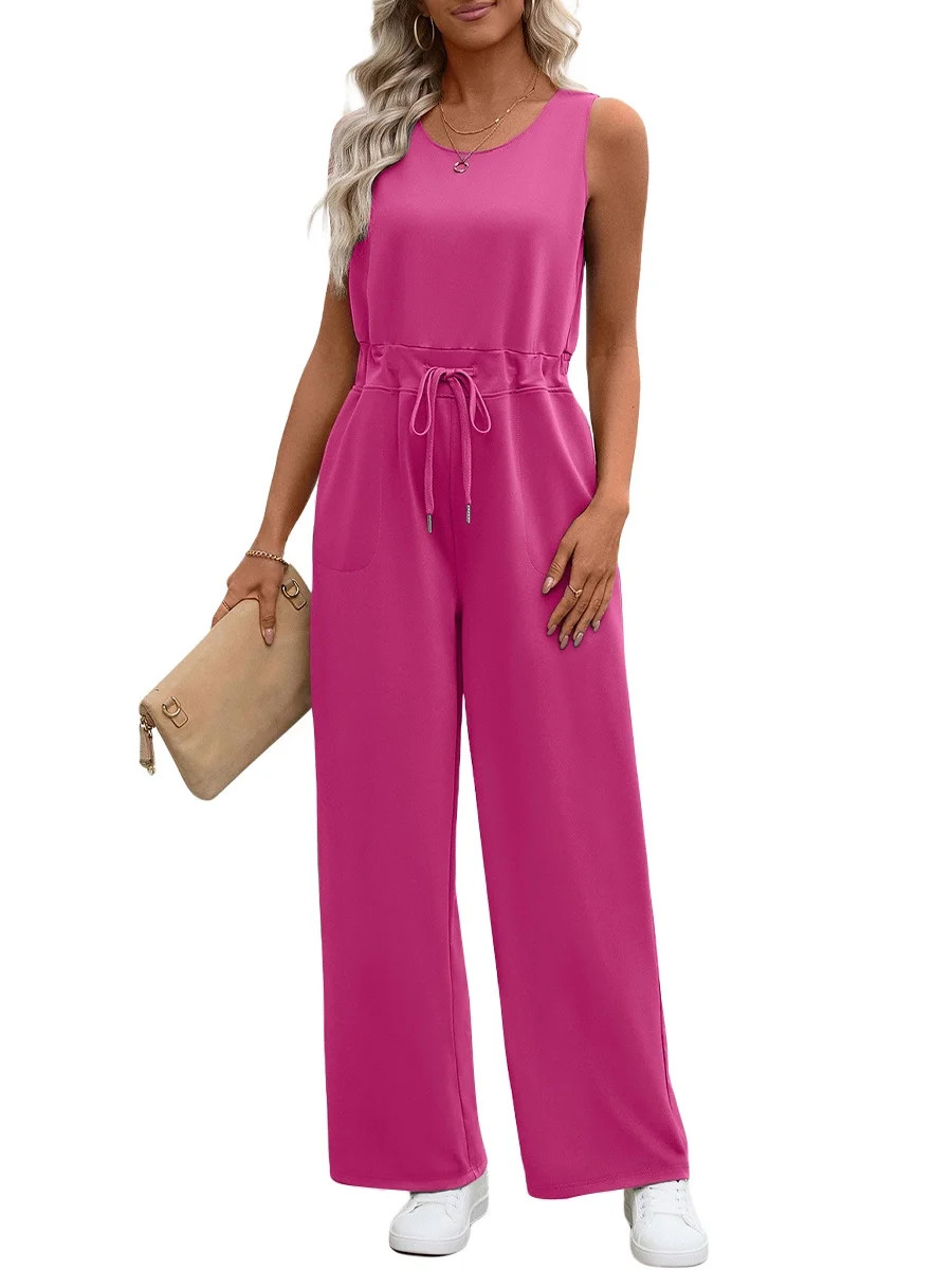 UVN Jumpsuits for women Summer Casual Romper Sleeveless Wide Leg Long Pants Outfits Dressy Woman ... | Walmart (US)