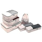 TPRC 6 Piece Packing Cubes, Shoe, Laundry Bag Travel Organizer Set, Rose Quartz | Amazon (US)