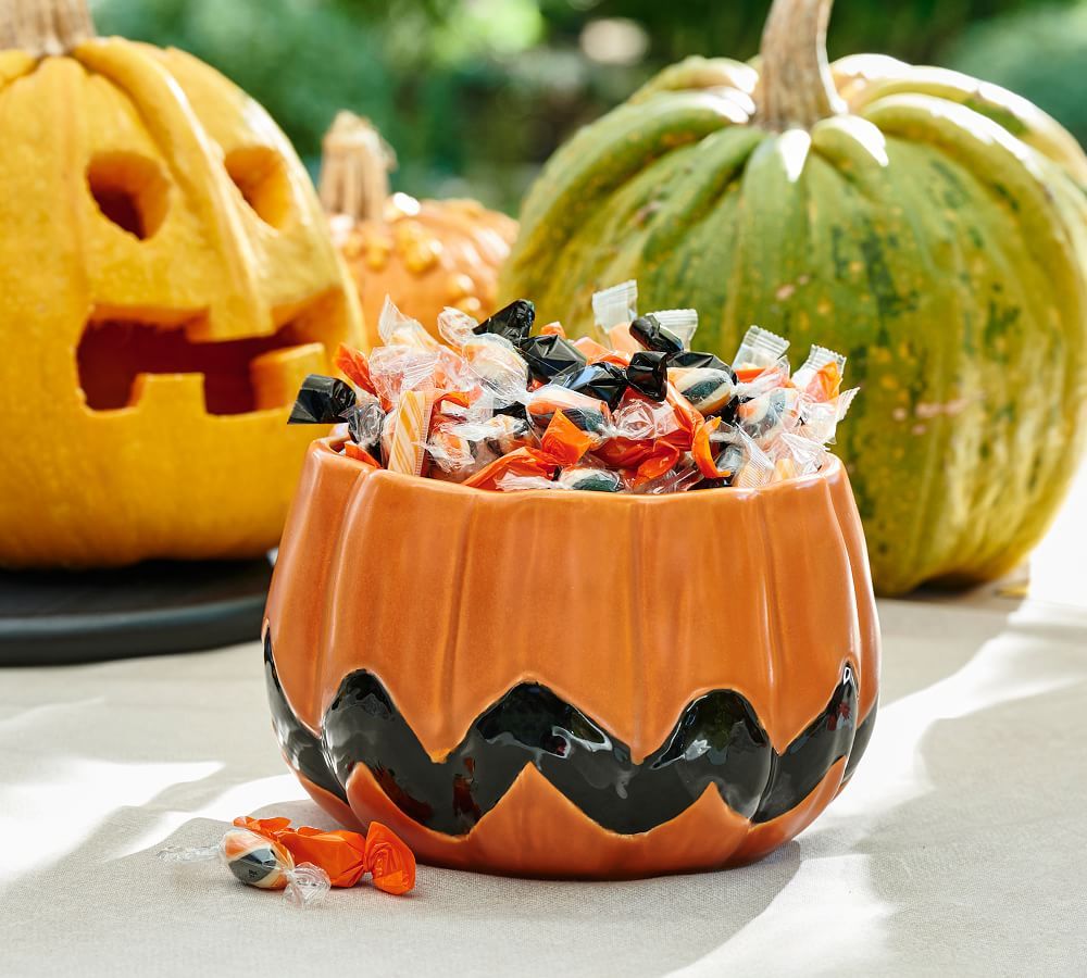 Peanuts™ Pumpkin Shaped Stoneware Serving Bowl | Pottery Barn (US)