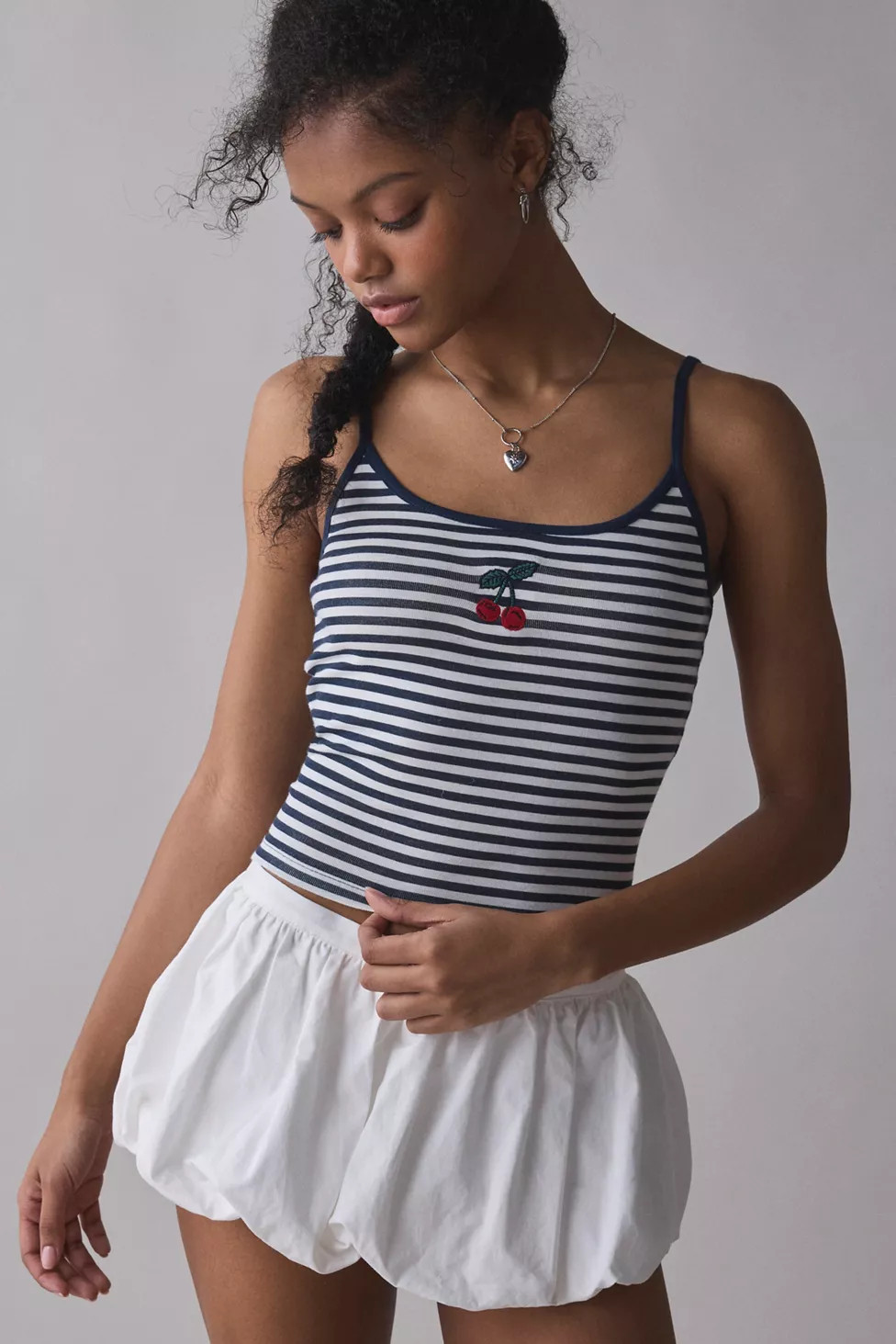 Cherry On Top Embroidered Graphic Striped Cami | Urban Outfitters (US and RoW)
